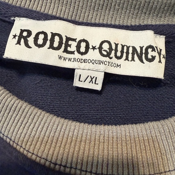 Rodeo Quincy Navy Blue Sweatshirt Red Rose Appliqué L/XL - Picture 7 of 8